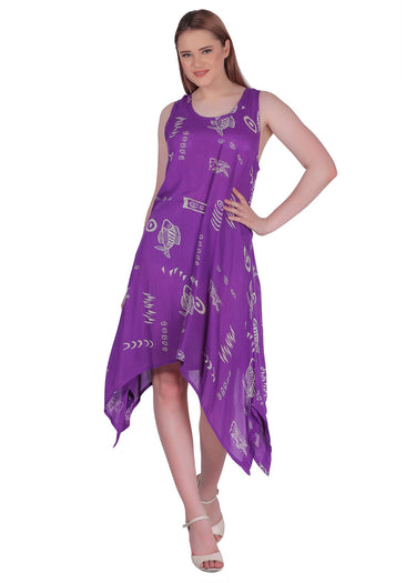 DRESS *MISSY* PRINTED W/ASYMMETRICAL HEM