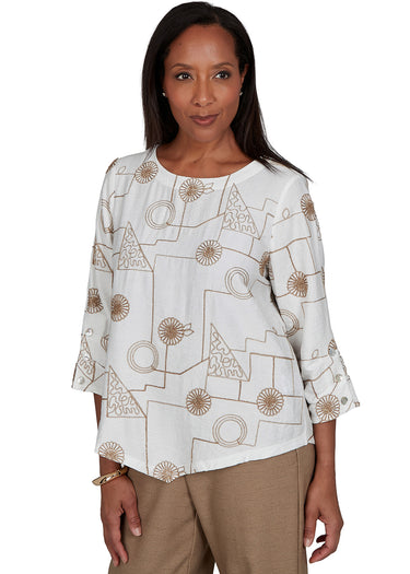 TOP *PETITE* IVORY METALLIC SOUTACHE
