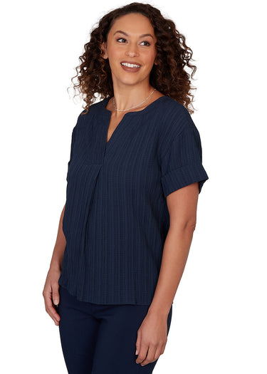 TOP *MISSY* SOLID TEXTURED CRINKLE