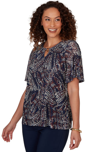 TOP PETITE TIERED MESH