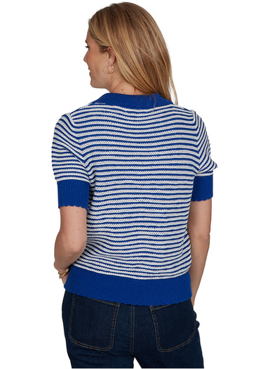 SWEATER *PLUS* COBALT IVORY COLLARED TWO TONE