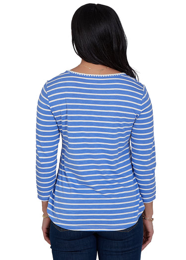TOP *PETITE* BLUEBIRD IVORY SCOOP NECK STRIPE KNIT