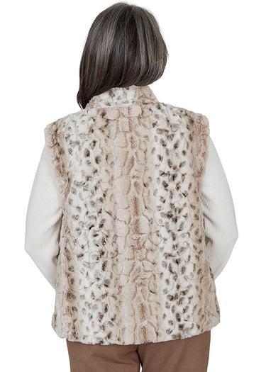 JACKET *PETITE* CREAM FUR W/KNIT SLEEVES