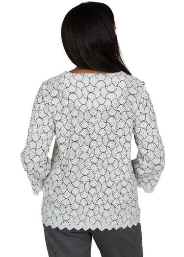 TOP *PETITE* IVORY GEO LACE KNIT