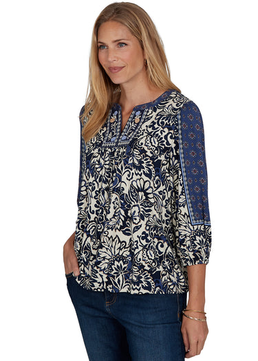 TOP *PLUS* NAVY MULTI ENGLISH FOLIAGE