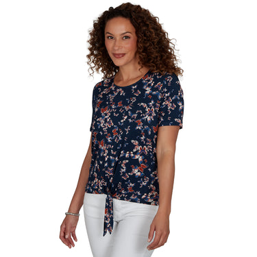 TOP *PLUS* VANILLA T BLUE BUTTERFLY TIE FRONT
