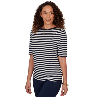 TOP *MISSY* VANILLA T BLUE BOAT NK YARN DYE STRIPE