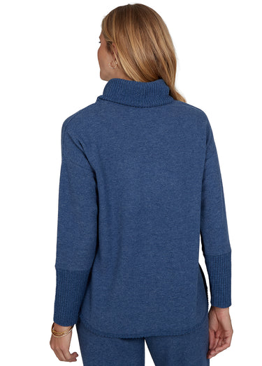 TOP *PETITE* COWL NECK COZY KNIT LONG SLEEVE 2 COLORS
