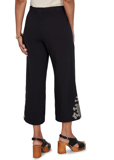 PANT *PETITE* BLACK PULL-ON DOUBLE GAUZE 25"