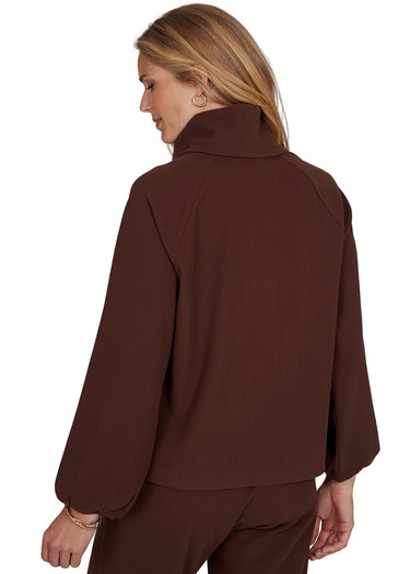 TOP *PLUS* COWL NECK LONG SLEEVE RIB KNIT