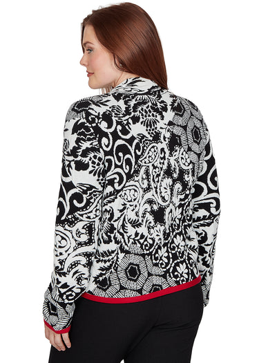 SWEATER *MISSY* BLACK JACKET W/CONTRAST TRIM