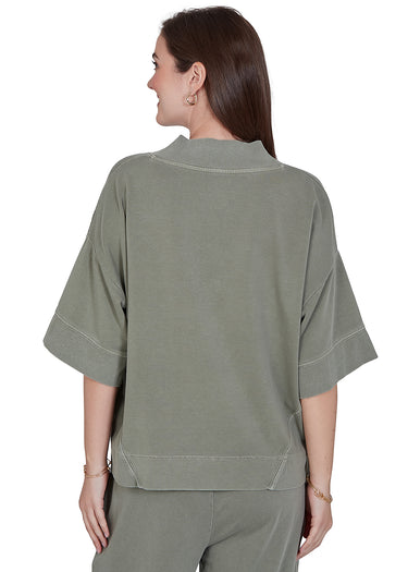 TOP *MISSY* CACTUS VNECK EMBROIDERED