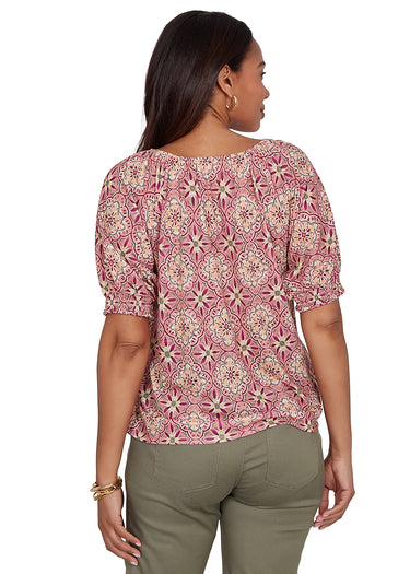 TOP *MISSY* DESERT MULTI SCOOP NECK W/LACE TRIM