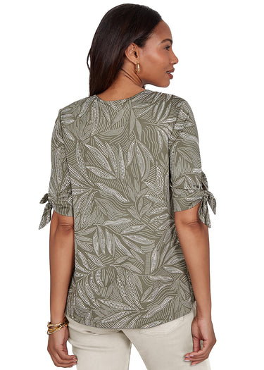 TOP *PLUS* CACTUS STONE PUFF PRINT KNIT