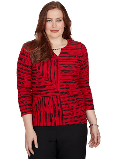 TOP *MISSY* RED SPLICED TEXTURE