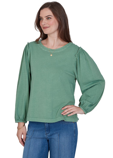 TOP *MISSY* JASPER JEWEL NECK TEXTURED