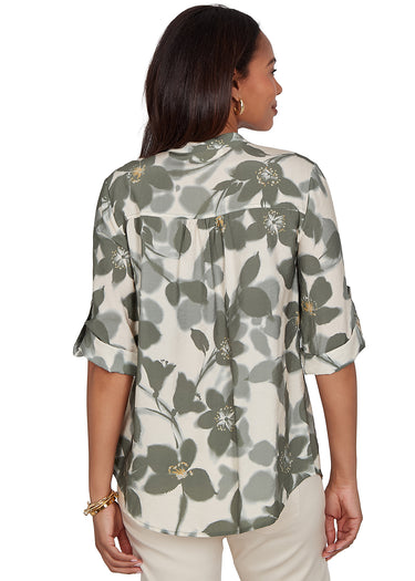 TOP *PLUS* CACTUS MULTI SHADOW FLORAL PRINT