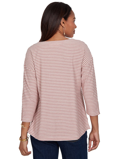 TOP *PETITE* TERRACOTTA TEXTURED MINI STRIPE