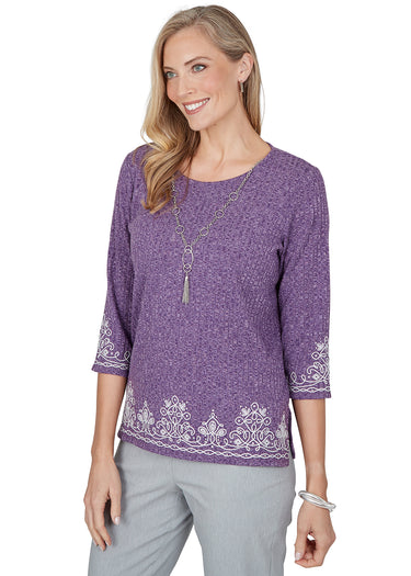 TOP *MISSY* AMETHYST BORDER MEDALLION SOUTACHE