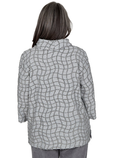 TOP *PETITE* GRAY FEATHER YARN TEXTURE