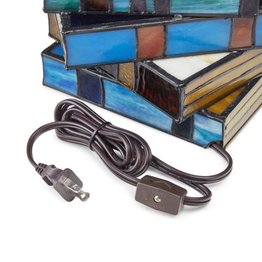BOOK STACK STAINED GLASS LAMP