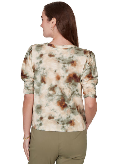 TOP *MISSY* CREAM MULTI TIE DYE TIE FRONT