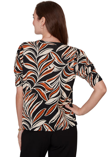TOP *MISSY* ONYX MULTI ELBOW SLEEVE TERRA PALM