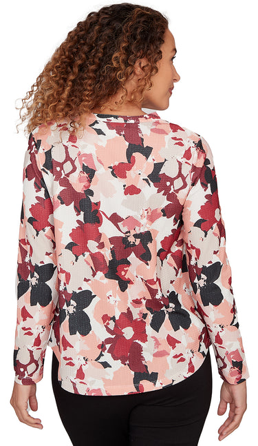 TOP *PLUS* LONG SLEEVE OVERLAPPED V NECK