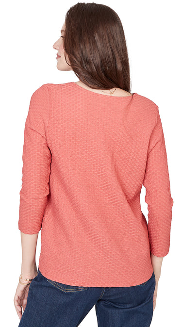 TOP *MISSY* DIAMOND TEXTURE V NECK