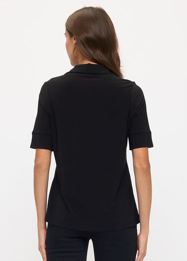 TOP *MISSY* BLACK PINTUCK BUTTON DOWN