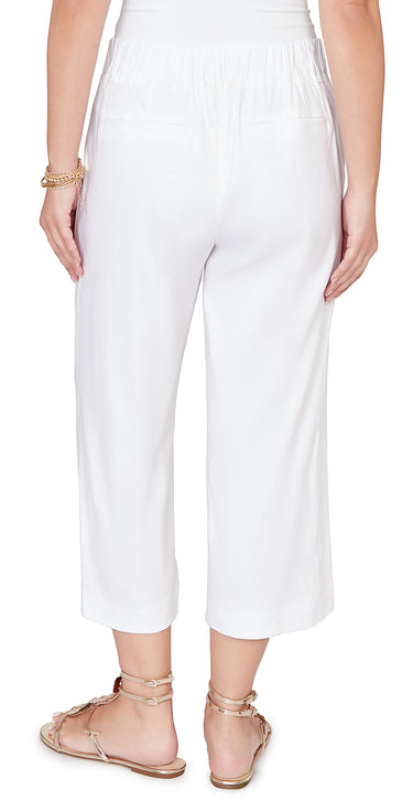 PANT *MISSY* WHITE SOLID STRETCH LINEN 23"