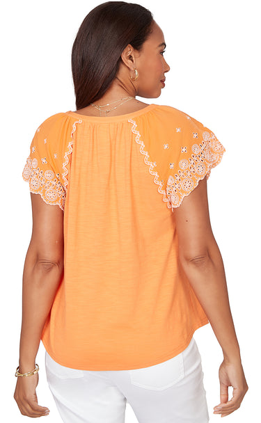 TOP *PLUS* MANDARIN SOLID W/EMBROIDERY