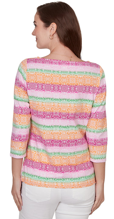 TOP *PETITE* FUCHSIA MULTI OMBRE KALEIDOSCOPE
