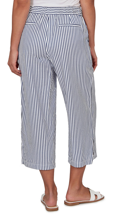 PANT *MISSY* NAVY WHITE STRIPED SEERSUCKER 23"