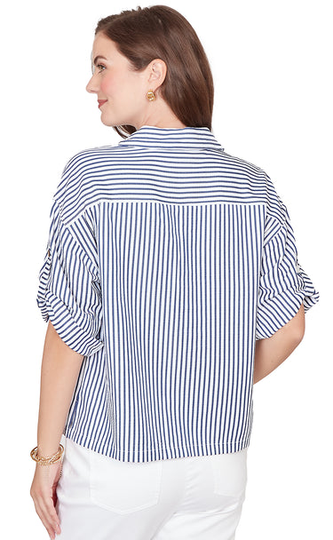 JACKET *PLUS* NAVY WHITE STRIPED SEERSUCKER