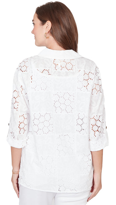 TOP *PLUS* WHITE SHIRT COLLAR PATCHWORK