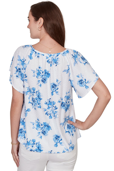 TOP *PLUS* WHITE MULTI FRENCH ROSE PRINT