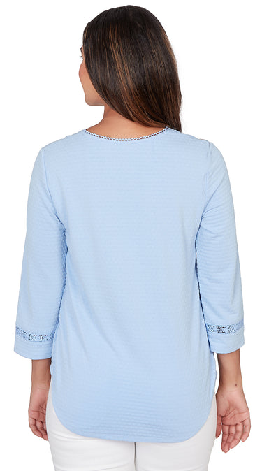 TOP *PLUS* LIGHT BLUE SCOOP NK 3/4 SLV