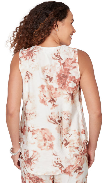 TOP *MISSY* SOFT WHITE MULTI VNECK CRUSHED FAILLE
