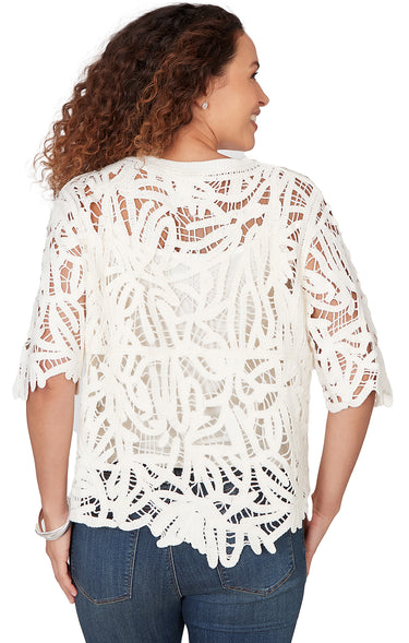 SWEATER *MISSY* SOFT WHITE ELBOW SLEEVE MACREME