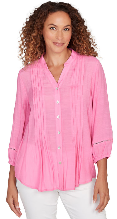 TOP *PETITE* HYDRANGEA STAND COLLAR SLUB