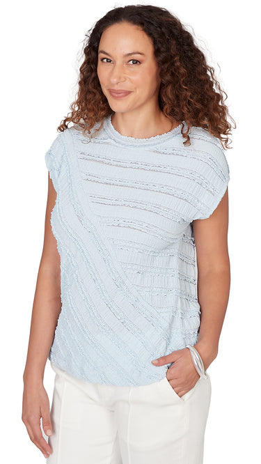 TOP *MISSY* POWDER BLUE BOAT NECK RUFFLE LACE