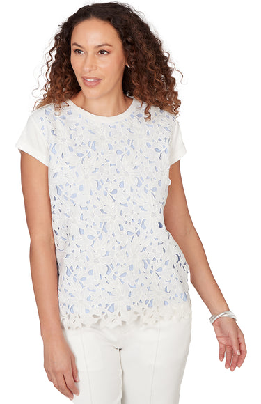 TOP *MISSY* SOFT WHITE MULTI CREW NK JERSEY KNIT