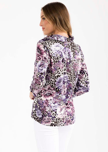 TOP *MISSY* BLACK MULTI FOIL ANIMAL PRINT