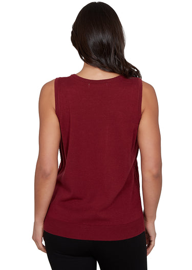 SWEATER *MISSY* BORDEAUX CREW NECK POINTELLE