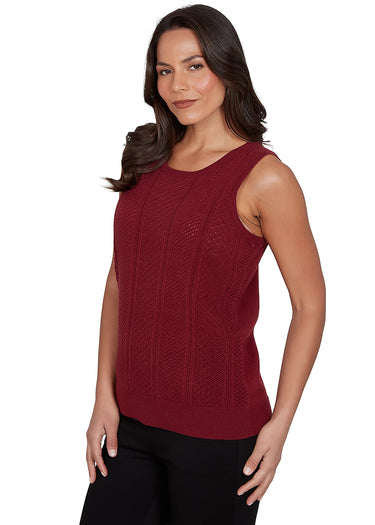 SWEATER *MISSY* BORDEAUX CREW NECK POINTELLE