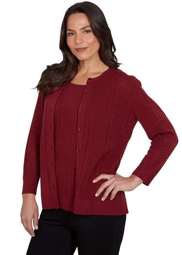 CARDI *PETITE* BORDEAUX SWEATER 3/4 SLEEVE