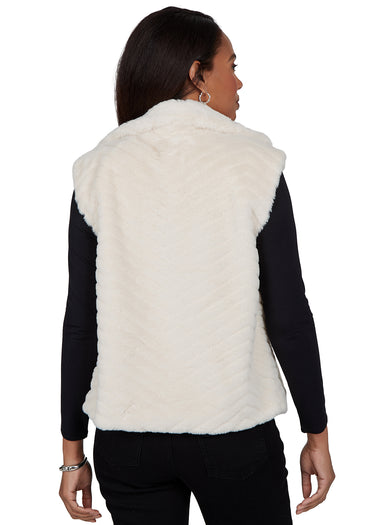 VEST *PLUS* CREAM HIGH COLLAR FAUX FUR