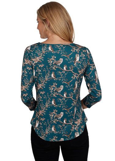 TOP *PETITE* HUNTER GREEN 3/4 SLEEVE BOAT NECK