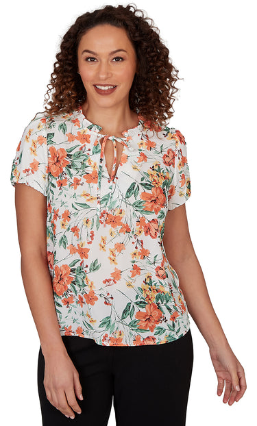 TOP *PETITE* WILDFLOWER W/RUFFLE DETAILS